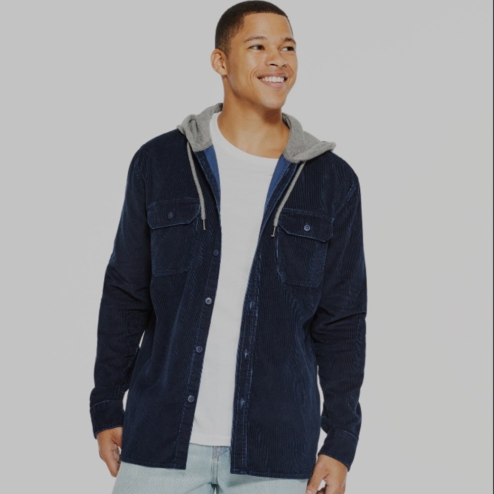 Aeropostale Men's Navy Corduroy Shirt Jacket